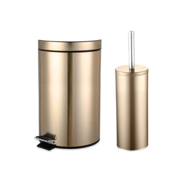 Κάδος υψηλής ποιότητας με Πεντάλ & βούρτσα τουαλέτας (Πιγκάλ) GOLD